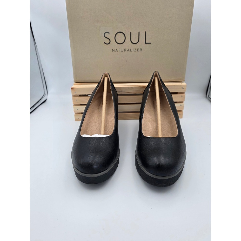Soul Naturalizer Wedge Pump Women 9.5 Black Platform Comfort Slip On Shoes - Picture 2 of 6